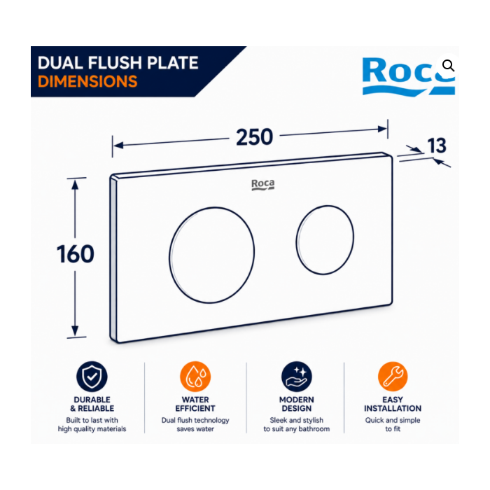 Roca Duplo One PL10 Dual Flush Plate Brushed Brass A8901890VA