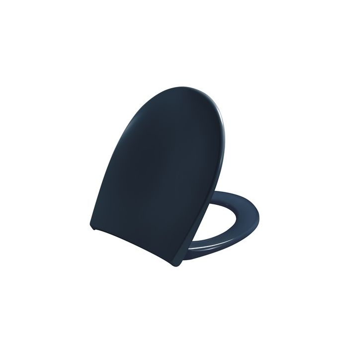 Toilet seat with soft close and lift-off incl. hinge in stainless steel deep blue