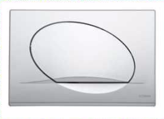 257419 Schwab complete operating plate ovate satin chrome finish, start-stop