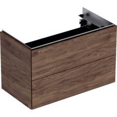 ONE cabinet for washbasin, with two drawers: B=74.5cm, H=46.5cm, T=39.5cm, black walnut / real wood veneer  500.381.00.1