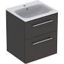 Selnova Square 60 cm Slim Basin & Two Drawer Vanity Unit, Lava  501.237.00.1