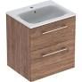 Selnova Square 60 cm Slim Basin & Two Drawer Vanity Unit, Hickory 501.238.00.1