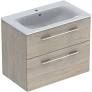 Selnova Square 80 cm Slim Basin & Two Drawer Vanity Unit, Light Hickory 501.243.00.1