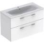 Selnova Square 100 cm Slim Basin & Two Drawer Vanity Unit, White  501.244.00.1