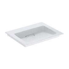 Geberit ONE vanity basin, horizontal outlet: B=60cm, T=48cm, Tap hole=without, Overflow=without, white / KeraTect, glossy white   505.001.00.1