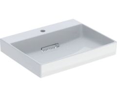 Geberit ONE washbasin, horizontal outlet: B=60cm, T=48cm, Tap hole=central, Overflow=without, white / KeraTect, glossy white   505.034.00.1