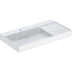 Geberit ONE washbasin, horizontal outlet, right shelf surface: B=90cm, T=48cm, Tap hole=left, Overflow=without, white / KeraTect, glossy white   505.039.00.1