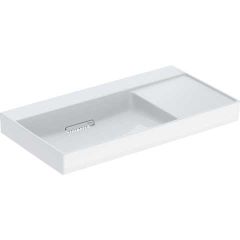 Geberit ONE washbasin, horizontal outlet, right shelf surface: B=90cm, T=48cm, Tap hole=without, Overflow=without, white / KeraTect, glossy white   505.042.00.1