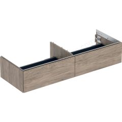 Geberit ONE cabinet for washbasin, with two drawers: Washbasin width=135cm, H=26.6cm, T=47cm, hickory / wood-textured melamine  505.076.00.6