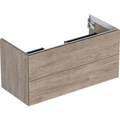 Geberit ONE cabinet for washbasin, with two drawers: Washbasin width=105cm, H=50.4cm, T=47cm, hickory / wood-textured melamine  505.264.00.6