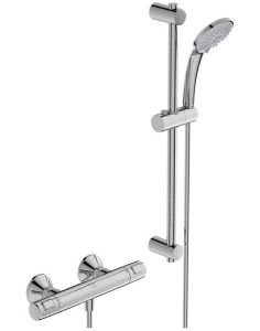 Ideal Standard  Ceratherm T25 exposed thermostatic shower mixer pack with idealrain S3 3 function ø80 handspray, 600mm rail and 1.25m hose   A7205AA