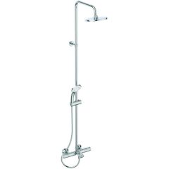 Ideal Standard  Ceratherm T25 exposed thermostatic bath shower system with Idealrain 200mm round rainshower, Idealrain M3 3 function 100mm shower handspray and 1.75m Idealflex hose  A7590AA