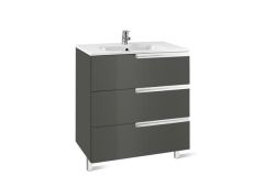 Roca  Victoria-N basin and base unit 600 x 460mm - 3 soft-close drawers - gloss anthracite grey A855839153