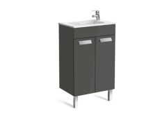 Roca  Debba basin and compact base unit 505 x 360mm - 2 soft-close doors - gloss anthracite grey A855900153