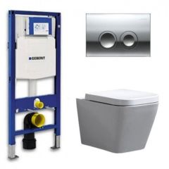 Geberit UP 100 Toilet set - Alexandria-01 Delta 21 Gloss chrome - Built-in WC Wall-mounted toilet DC2359
