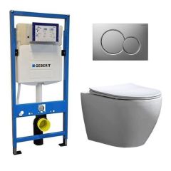 Geberit Toilet Set UP 320 Beauti Flatline Rimfree Soft Close Quick Release Toilet Seat Sigma 01 Matt Chrome DC2914