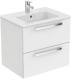 Ideal Standard  Tempo 600mm wall hung vanity basin unit with 2 drawers - Gloss White  E3240WG
