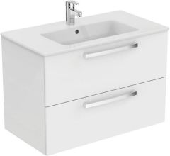 Ideal Standard  Tempo 800mm wall hung vanity basin unit with 2 drawers - Gloss White  E3242WG