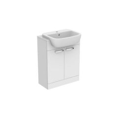Ideal Standard  Tempo 650 x 300mm semi countertop basin unit with two doors - Gloss White  E3245WG
