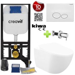 Toilet set White with Bidet Creavit Freedom complete with toilet seat soft close + built-in cistern + Pressure plate FE320-00CB00E-0005