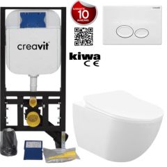 Toilet set Matt White Creavit Freedom complete toilet set incl. toilet seat soft close + built-in cistern + pressure plate FE320-11MB00E-0000