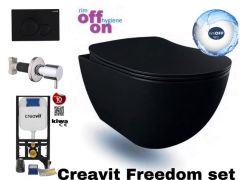Hanging toilet set Matt Black with Bidet Toilet set Rimless Creavit Freedom with GP5003 + Pressure plate + Toilet seat Softclose FE322-00SM00E-0005 + GR5003 + ACL90