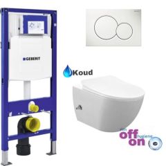 Geberit UP320 Complete Hanging Toilet Set with Bidet Integrated Bidet Faucet Cold Creavit 	FE322.00800+UP320
