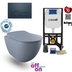 Hanging toilet set Mat Basalt Rimless Creavit Freedom Toilet set with GP5003 + Pressure plate + WC seat Softclose Mat Basalt FE322+GR5003