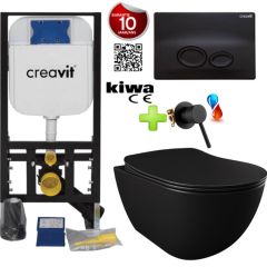 Toilet set with bidet Warm - Cold Matt Black with diverter tap incl. Softclose toilet seat GP2002.01