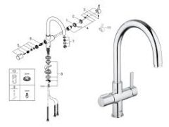 Grohe Red Duo Single Lever 1/2" Kitchen Boiling Water Tap 30033000