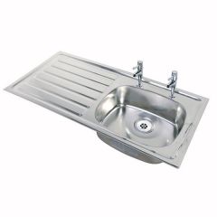 Twyford 1028mm x 500mm, left hand drainer, 2 tap hole no overflow including waste PS8602SS