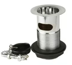 Thomas Dudley 368165 Slotted Brass Body and Poly Plug Basin Waste PSWWAS368165

Easy to fit, this Thomas Dudley slotted clicker basin waste has a traditional poly plug. Manufactured with a robust threaded brass body and sleek chrome finish, this high qu