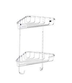 Croydex QM390241 Wire 2-Tier Corner Basket S/S