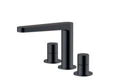RAK Petit Round Dm 3 Hole Bsn Mxr In Matt Black RAKPER3011B Bathroomsuites