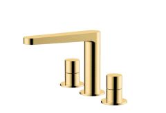 RAK Petit Round Dm 3 Hole Bsn Mxr In Brush Gold RAKPER3011G Bathroomsuites