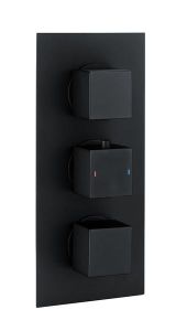 RAK Sq Dual Outlet, 3 Handle Therm Conc Shwr Valve RAKSHW3203SB Bathroomsuites