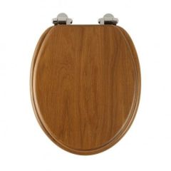 Roper Rhodes traditional soft close toilet seat Honey Oak/Chrome  8081HOSC 