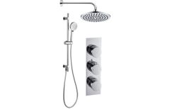 Round Shower Pack 10 - Sphere Slim Plate Two Outlet & Riser Overhead Kit DICMP0072