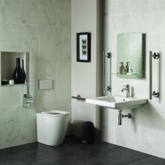 Ideal Standard  Freedom Bathroom pack inc 60cm Accessible basin and raised height BTW WC bowl - Chrome rails  S6403AA
