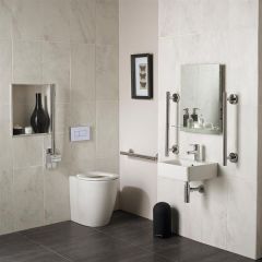 Ideal Standard  Freedom Bathroom pack inc 40cm Cube handrinse basin and raised height BTW WC bowl - Chrome rails  S6406AA
