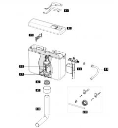 SCHWAB COMPACT IRIS FLUSH MECHANISM DOUBLE EXHAUST SCHWAB 635737