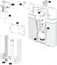 Schwab Concealed flushing cistern From 1997 (Mod. 190.000) From 1999 to 2003 (Mod. 190.0400) For start/stop flush