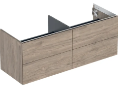Geberit ONE cabinet for washbasin, with four drawers: Washbasin width=135cm, H=50.4cm, T=47cm, hickory / wood-textured melamine  505.266.00.6
