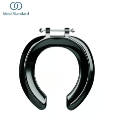 Ideal Standard Spares Bakasan open front toilet seat with stainless steel pillar hinges - no cover - Black -S407466