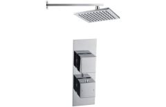 Square Shower Pack 9 - Rhomba Slim Plate Single Outlet & Overhead Shower