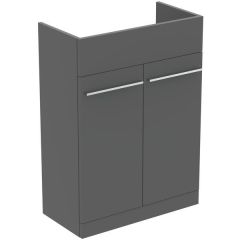 Ideal Standard  Ideal Standard i.life A 60cm semi countertop washbasin unit with 2 doors (separate handles required), quartz grey matt  T5262NG