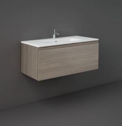 RAK Joy Uno Wh 1 Drawer Vanity 100Cm In Grey Elm UNOWH100EGY Bathroomsuites