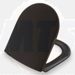 Black D-shaped Standard toilet seat with hinges in stainless steel