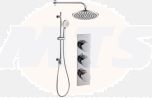 Round Shower Pack 10 - Sphere Slim Plate Two Outlet & Riser Overhead Kit DICMP0072
