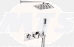 Square Shower Pack 5 - Targa Twin Two Outlet with Handset & Brass Overhead Shower